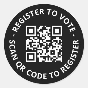Pegatina Redonda Registro para votar personalizado escaneado Código