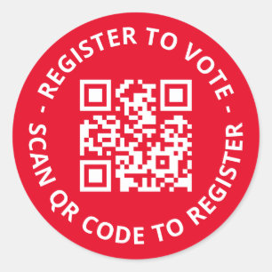Pegatina Redonda Registro para votar personalizado escaneado Código