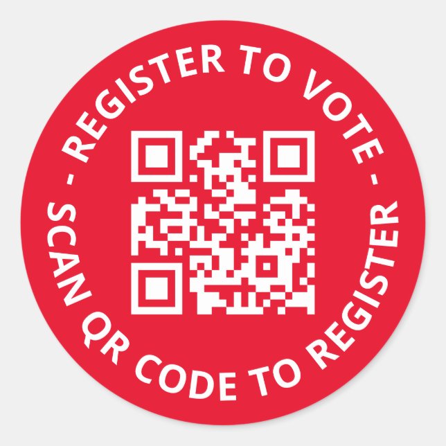 Pegatina Redonda Registro para votar personalizado escaneado Código (Anverso)