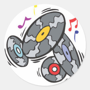 Pegatina Redonda registros de vinilo de escuelas antiguas