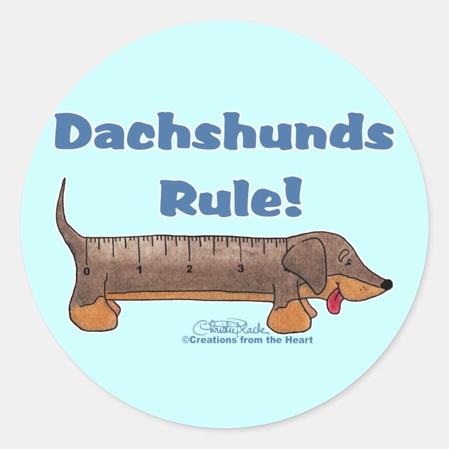 Pegatina Redonda Regla de Dachshunds (Anverso)