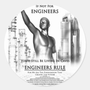 Pegatina Redonda Regla de Ingenieros
