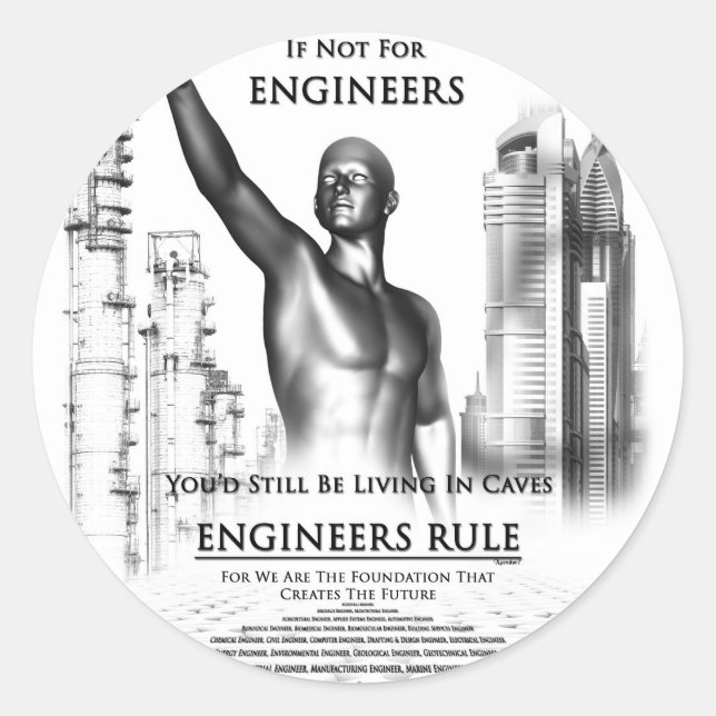 Pegatina Redonda Regla de Ingenieros (Anverso)