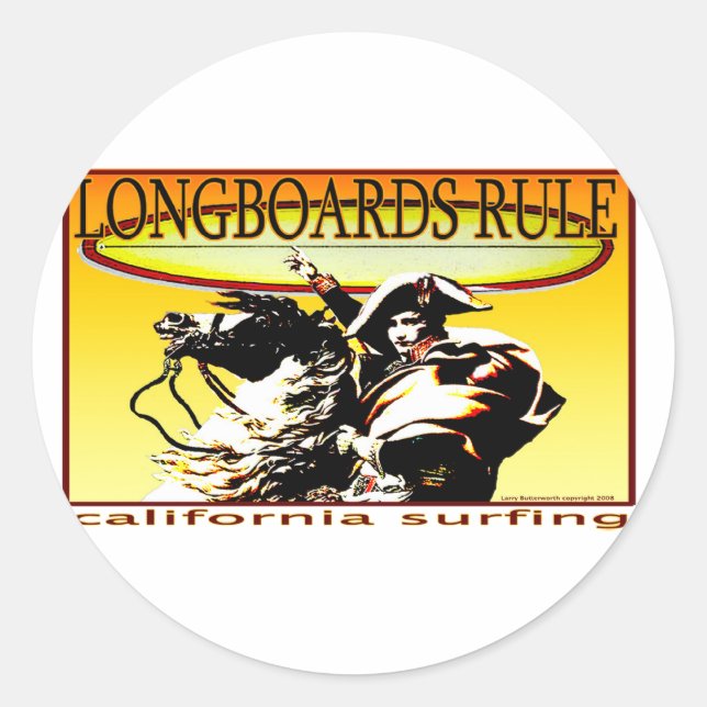 PEGATINA REDONDA REGLA DE LONGBOARDS (Anverso)