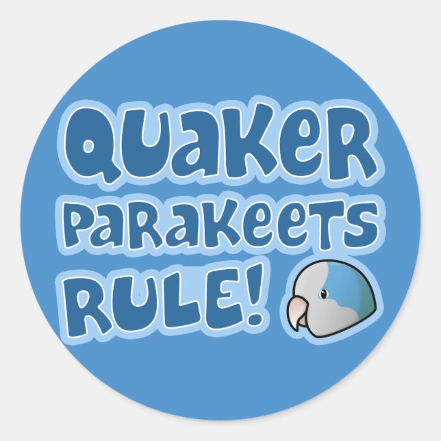 Pegatina Redonda Regla de los Parakeets Blue Quaker (Anverso)
