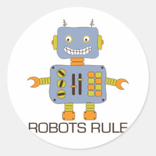 Pegatina Redonda Regla de Robots