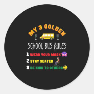 Pegatina Redonda Reglas de Autobús Escolar Para Estudiantes Autobús