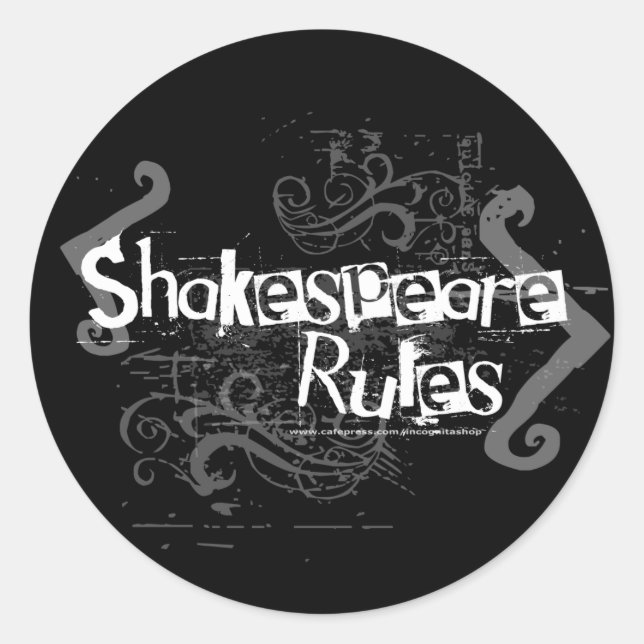 Pegatina Redonda Reglas de Shakespeare (Anverso)