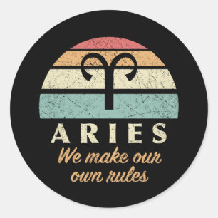 Pegatina Redonda Reglas divertidas de Aries Zodiac