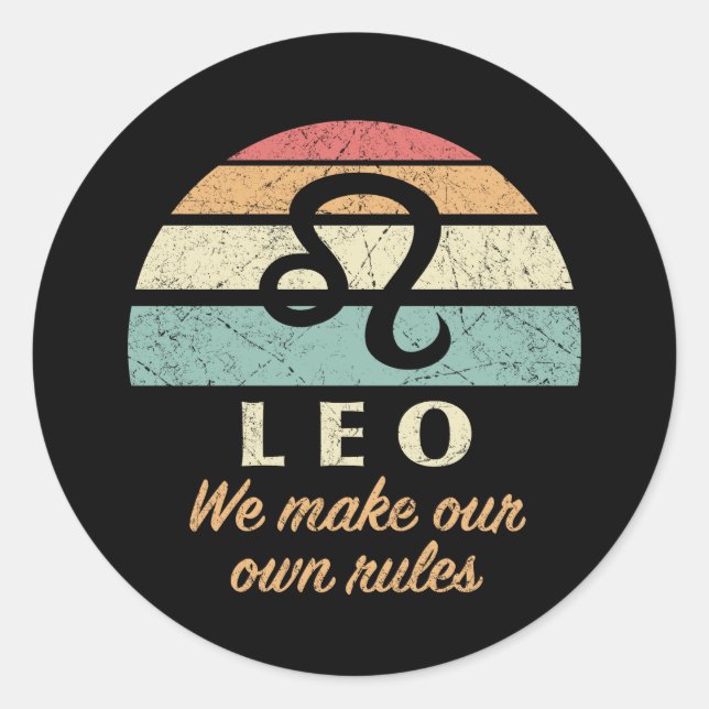Pegatina Redonda Reglas divertidas de Leo Zodiac (Anverso)