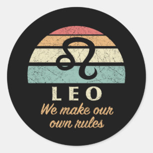 Pegatina Redonda Reglas divertidas de Leo Zodiac