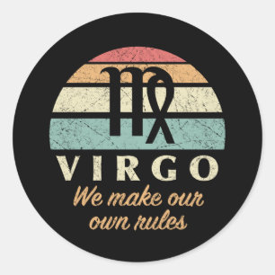 Pegatina Redonda Reglas divertidas de Virgo Zodiac
