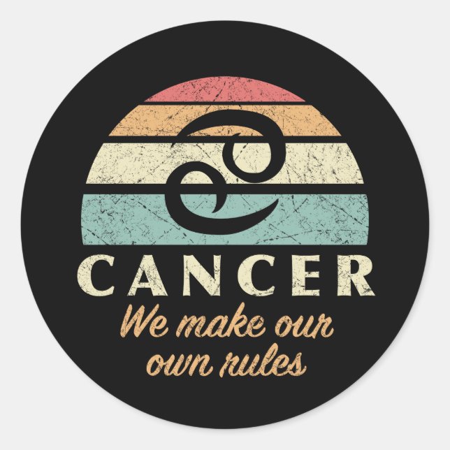 Pegatina Redonda Reglas Zodiac de Cáncer Gracioso (Anverso)