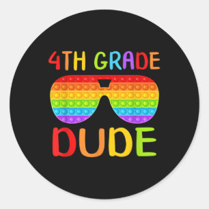 Pegatina Redonda Regreso a clases 4to grado Dude Sungles Pop It Fid