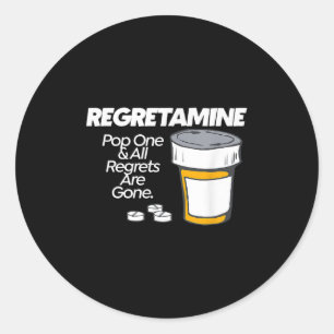Pegatina Redonda Regretamine Cita Frasco de Receta de Medios Social