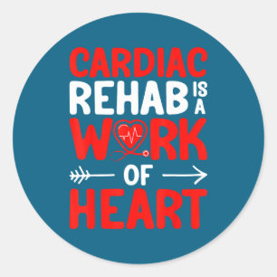 Pegatina Redonda Rehabilitación cardíaca trabaja corazón cardiologí