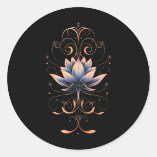 Pegatina Redonda Reiki Flor de Loto Nueva Era Meditación Yoga Mujer