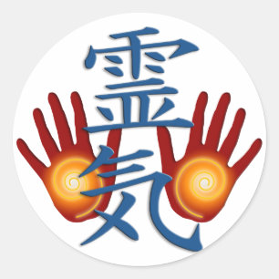 Pegatina Redonda Reiki Hands