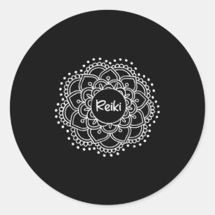 Pegatina Redonda Reiki Mandala. Tee de yoga inspirador
