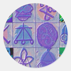 Pegatina Redonda Reiki n Karuna Rótulo de curación 12 V24