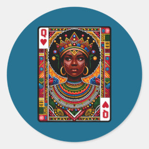 Pegatina Redonda Reina africana tarjeta melanina orgullo negro blm