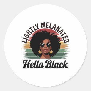 Pegatina Redonda Reina Afro Orgullosamente Negra Ligeramente Melani