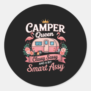 Pegatina Redonda Reina Campista Cly Sy Inteligente Y Rv Mujeres Cam