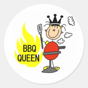 Pegatina Redonda Reina de barbacoa