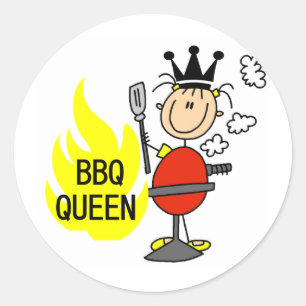 Pegatina Redonda Reina de Barbequeing