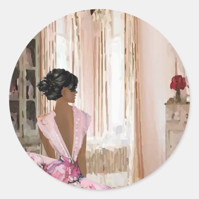 Pegatina Redonda Reina de belleza (Anverso)