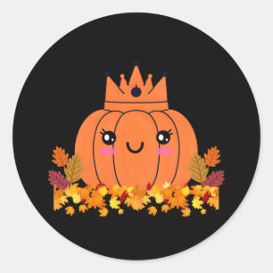Pegatina Redonda Reina de calabaza   Camisa de Halloween estética d