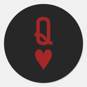 Pegatina Redonda Reina De Corazones Y Rey De Corazones Parejas Coin