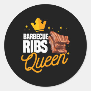 Pegatina Redonda Reina de Costillas Divertidas Barbacoa Sazonador d