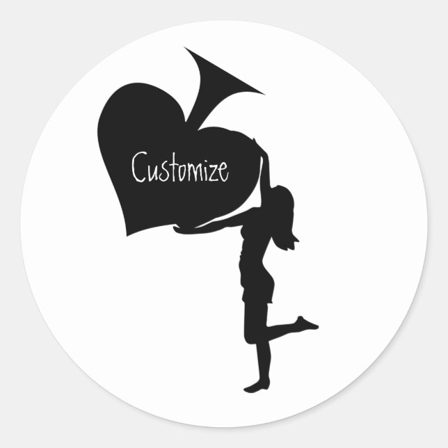 Pegatina Redonda Reina de espadas sostiene Thunder_Cove de arce neg (Anverso)