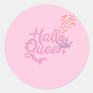 Pegatina Redonda Reina de Halloween, Halloqueen, arte de Halloween 