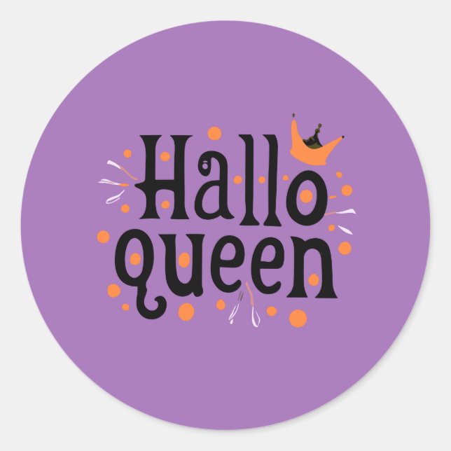 Pegatina Redonda Reina de Halloween, Halloqueen, arte de Halloween  (Anverso)