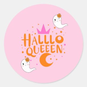 Pegatina Redonda Reina de Halloween, Halloqueen, arte de Halloween 
