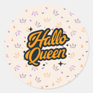 Pegatina Redonda Reina de Halloween, Halloqueen, arte de Halloween