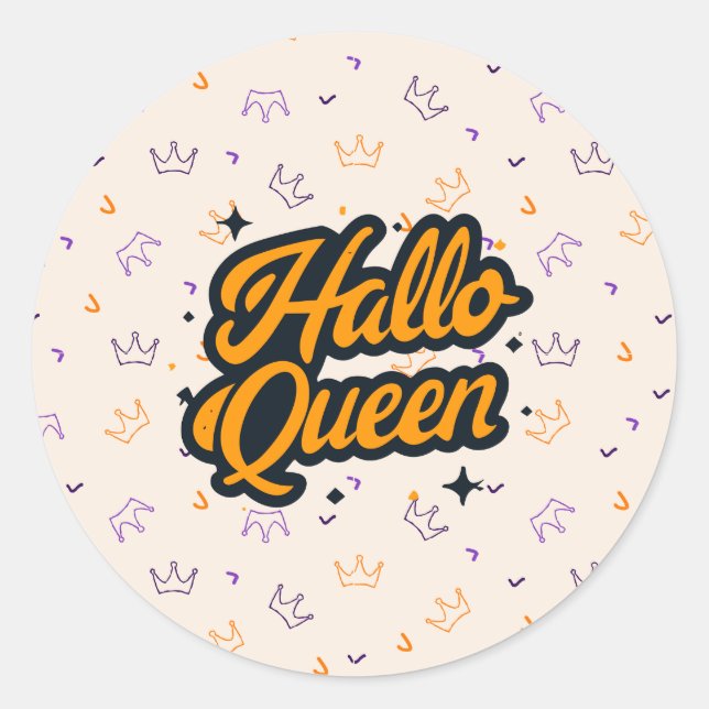 Pegatina Redonda Reina de Halloween, Halloqueen, arte de Halloween  (Anverso)