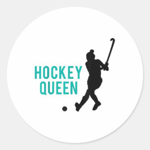 Pegatina Redonda Reina de Hockey Hockey sobre hierba Jugadora de Ho