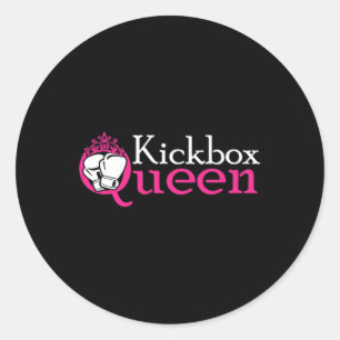 Pegatina Redonda Reina de Kickbox es chica de kickboxing es mujer k