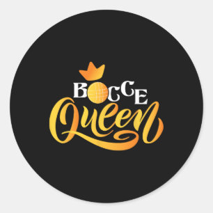 Pegatina Redonda Reina de la Boccia - Juego de Bolos de Césped Jueg