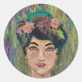 Pegatina Redonda Reina de la emperatriz contra la nobleza asiática