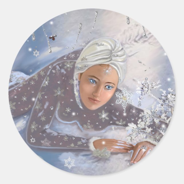 Pegatina Redonda ¡Reina de la nieve! (Anverso)