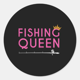 Pegatina Redonda Reina de la Pesca - Regalo Divertido de Ropa para