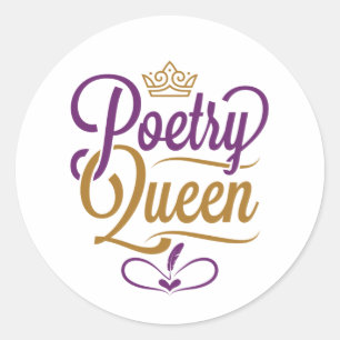 Pegatina Redonda Reina de la Poesía