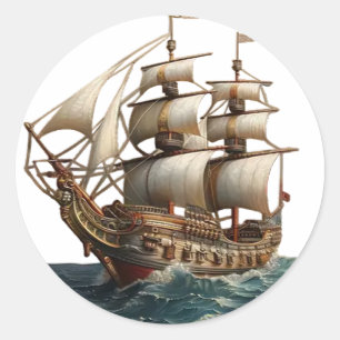 Pegatina Redonda Reina de los mares