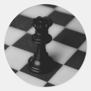 Pegatina Redonda Reina del ajedrez