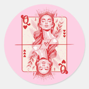 Pegatina Redonda Reina del arte de los corazones