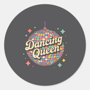 Pegatina Redonda Reina del baile Bola de discoteca Cita Fiesta 